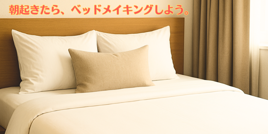 朝起きたら、ベッドメイキングしよう。